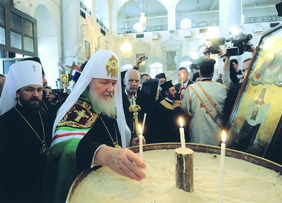 Патриарх Кирилл в кафедральном соборе Дамаска. Сирия. 13 нояб. 2011 г.